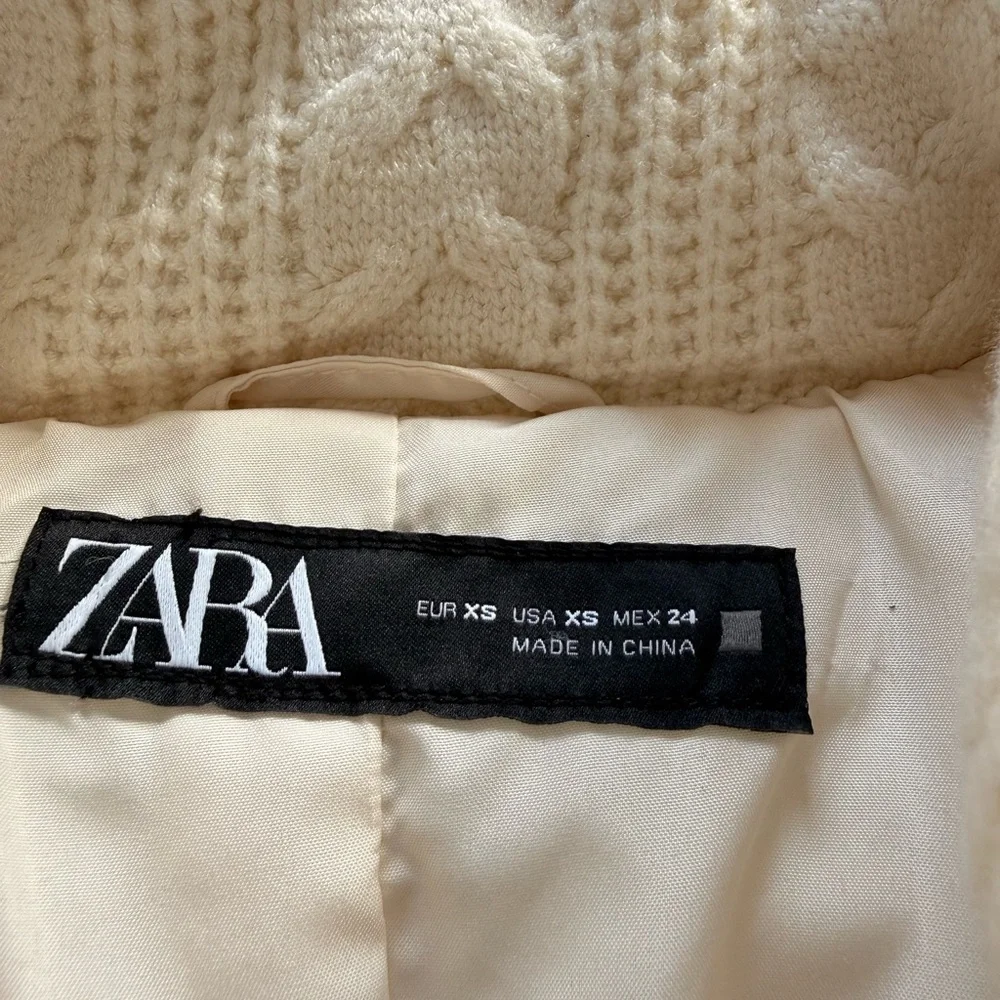 Zara Cream Textured Women's Turtleneck Sweater Jacket - Picture 6 of 9